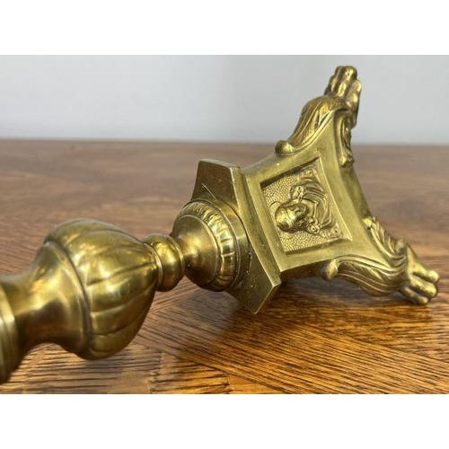 Vintage French Brass Candleholders, Set of 2 For Sale - Image 10 of 11