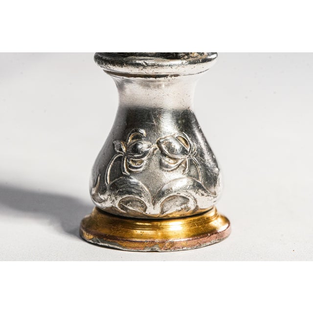 Bronze Neat Antique Art Nouveau Silver Gilt Bronze Albrecht Dürer Statue Miniature Desk Wax Seal For Sale - Image 8 of 15