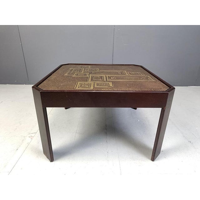 1970s Vintage Etched Brass Side Table, 1970s For Sale - Image 5 of 11