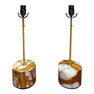 Pr Limited Edition Polished Quartz Table Lamps For Sale