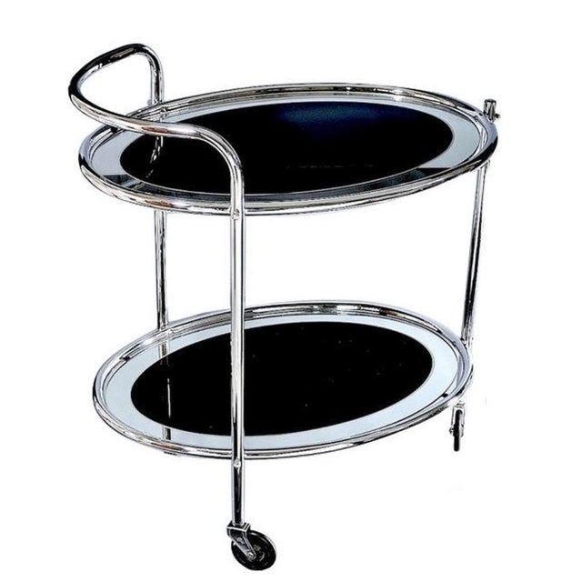 Black Art Deco Chrome and Black Mirror Drinks Trolley, 1930s For Sale - Image 8 of 8