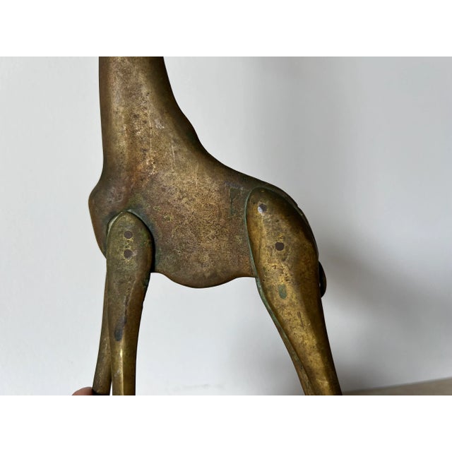 70"s Vintage Art Handmade Solid Brass Giraffe Sculpture/ Sold For Sale - Image 11 of 13