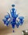 1980s Blue Murano Style Glass Chandelier With 8 Leaves and 8 Lighted Arms, Hand Blown in Murano Italy For Sale - Image 4 of 11