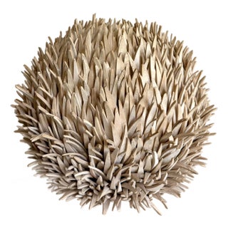 Vintage Organic Modern Sculptural Sea Urchin Wood Table Lamp For Sale