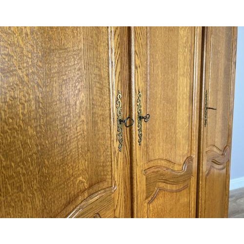 Wood Vintage French Louis XVI Style Oak Wardrobe For Sale - Image 7 of 11