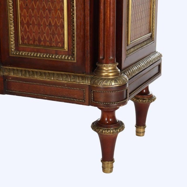 Brown French Louis XVI Rosewood, Kingwood, Mahogany & Ormolu Rouge Marble Top Credenza For Sale - Image 8 of 18