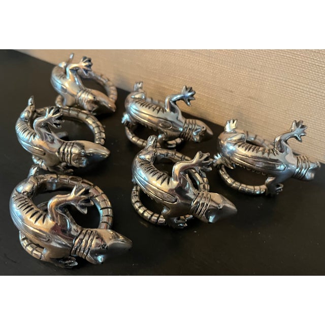 Pottery Barn Late 20th Century Lizard (Gecko) Napkin Rings Set - Set of 6 For Sale - Image 4 of 9