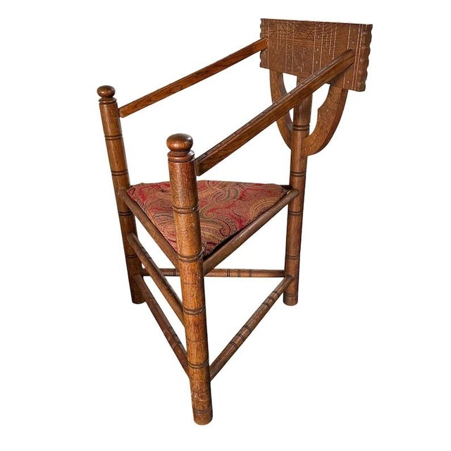 Brown 1930s Swedish Monk Chair, Scandinavian Corner Chair, Folk Art Furniture For Sale - Image 8 of 10
