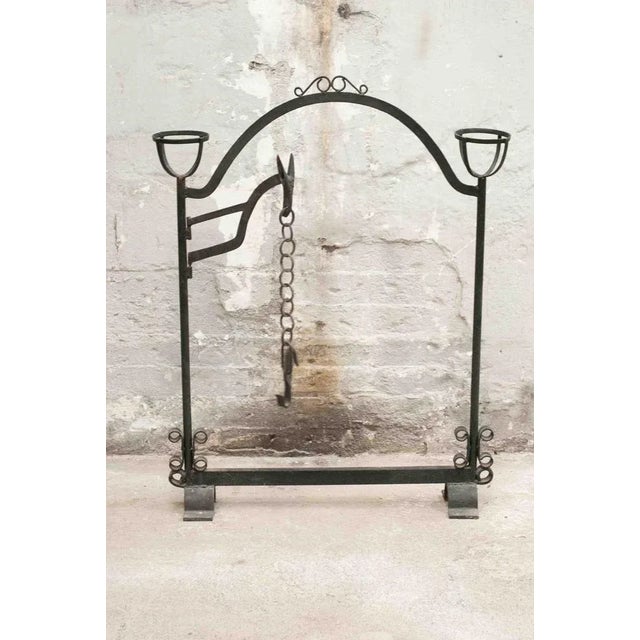 20th Century Wrought Iron Rustic Support Element with Chains, Spain For Sale - Image 5 of 8
