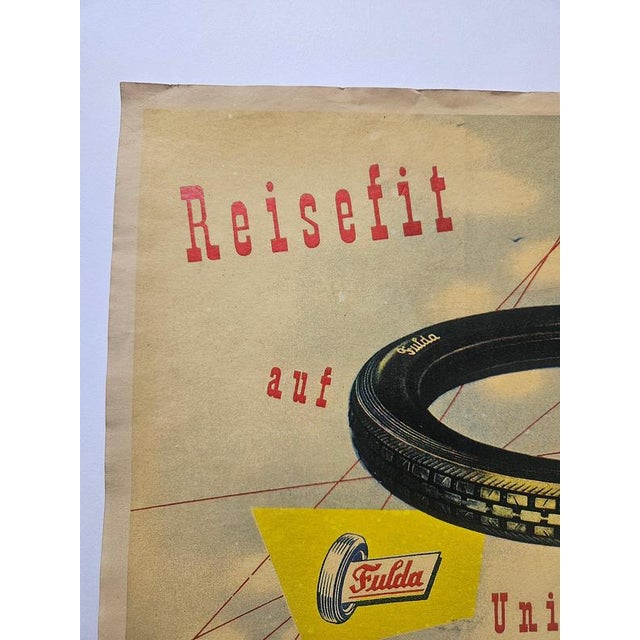 1930s Art Deco Advertising Poster Fulda Tires, 1930s For Sale - Image 5 of 7