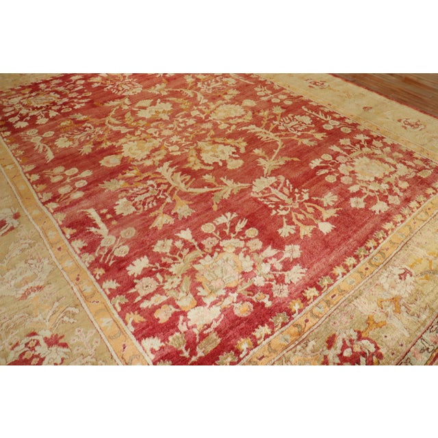 Zabihi Collection Red Angora Antique Oushak Rug For Sale - Image 10 of 12