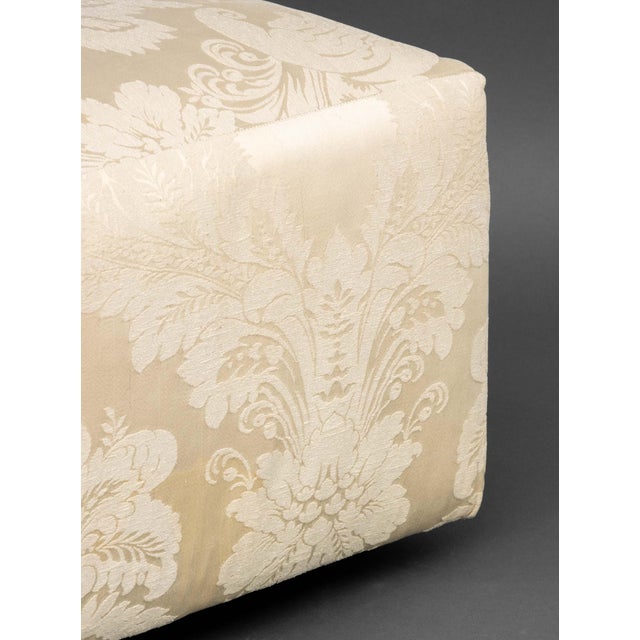 Cream Modern White Silk Damask Ottoman For Sale - Image 8 of 8