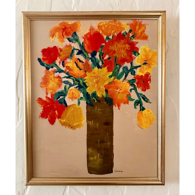 1960s Mid-Century Modern Expressionist Heavy Impasto Floral Still Life – Signed by Artist For Sale - Image 11 of 11