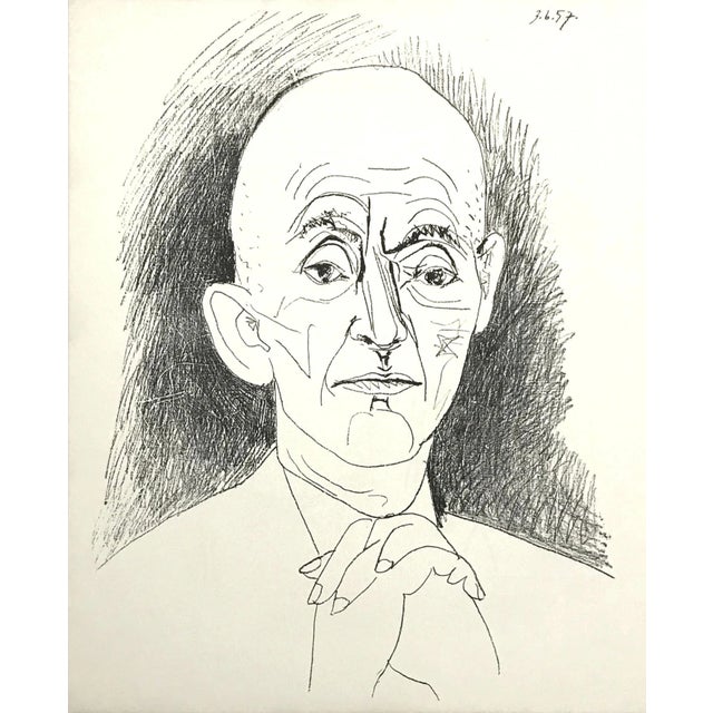 1959 Picasso Lithograph Portrait of Daniel H. Kahnnweiler Reproduction For Sale