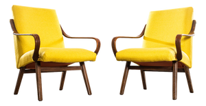 Mustard Upholstered Marl Armchair by Jaroslav Šmídek, 1950s