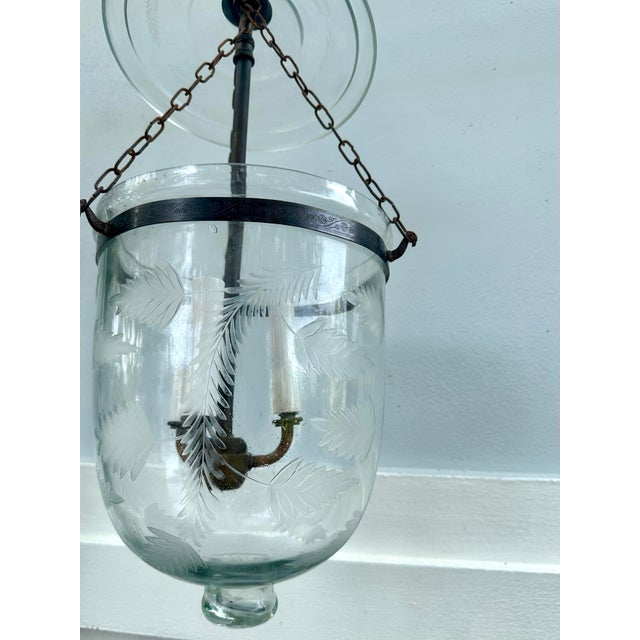 19th Century Anglo-Indian Style Etched Glass Bell Jar Hundi Lantern. For Sale - Image 12 of 12
