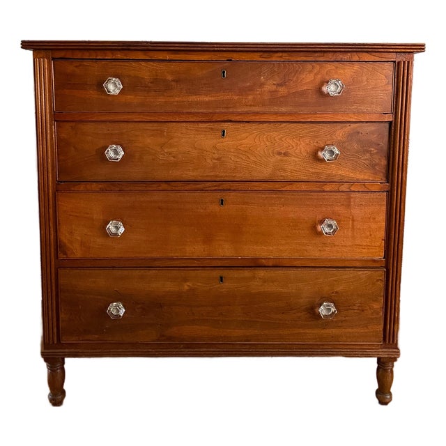 Antique Early 1800s Western Maryland Neoclassical Walnut Chest of Drawers For Sale