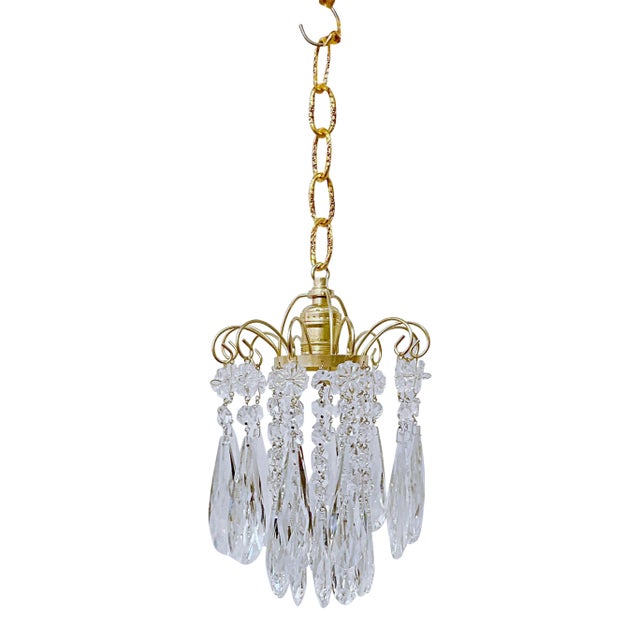 Vintage 1960s Small Brass Chandelier For Sale
