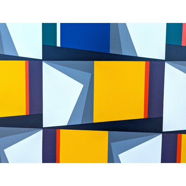 Oswaldo Subero "Pintura Bidimensional No 896" Contemporary Geometric Blue & Yellow Abstract, 2003 For Sale - Image 12 of 12