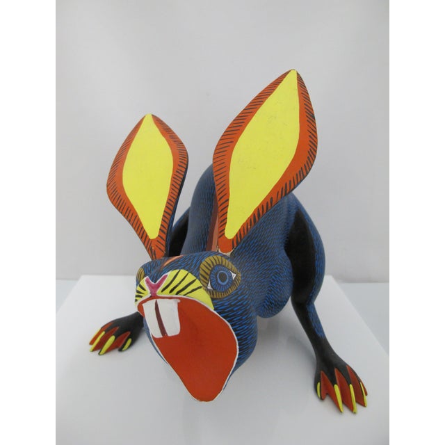 Alebrije Carved Wood Running Rabbit Oaxaca Mexico Folk Art Figurine Sculpture For Sale - Image 4 of 11
