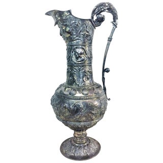 Antique German Neo-Baroque Silver Wine Jug, 19th Century For Sale