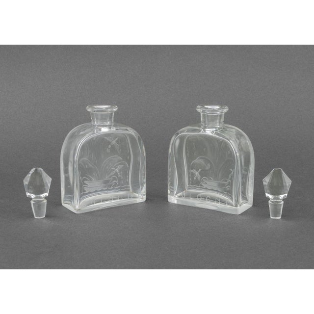 Transparent French Etched Glass Perfume Bottles, 5 For Sale - Image 8 of 13