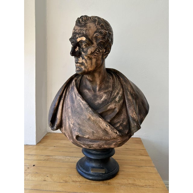 Imposing, antique bust of the Duke of Wellington. English from the late 19th century, approx. 1880. Great detail in the...