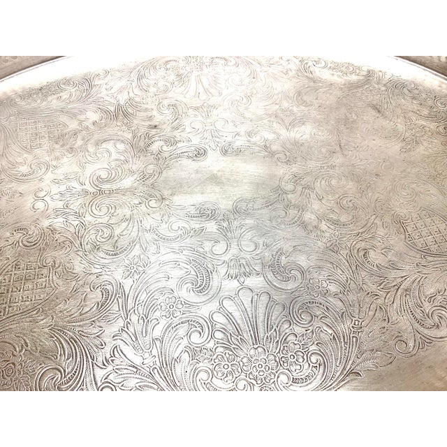 Vintage Oval Gallery Wm Rogers & Son Silver Plate Tray For Sale In New York - Image 6 of 6