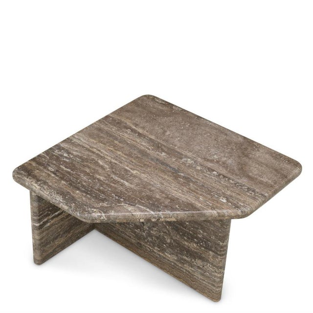 Large Free Form Coffee Table in Silver Travertine Finish For Sale - Image 4 of 11