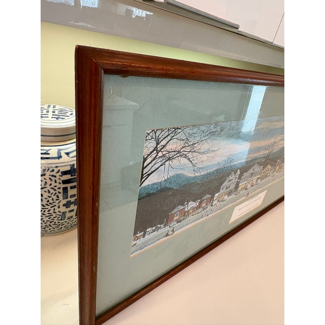 Farmhouse Vintage Norman Rockwell Stockbridge Main Street at Christmas Framed Offset Lithograph Print Reproduction For Sale - Image 3 of 13