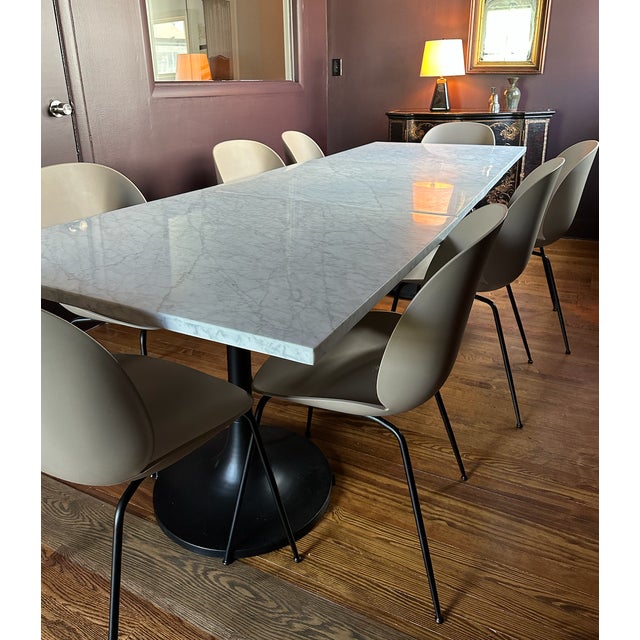 Pottery Barn Square Pedestal Marble Dining Table Chairish