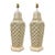 Vintage Faux Bamboo Palm Beach Regency Glazed Ceramic Lamps – Pair For Sale