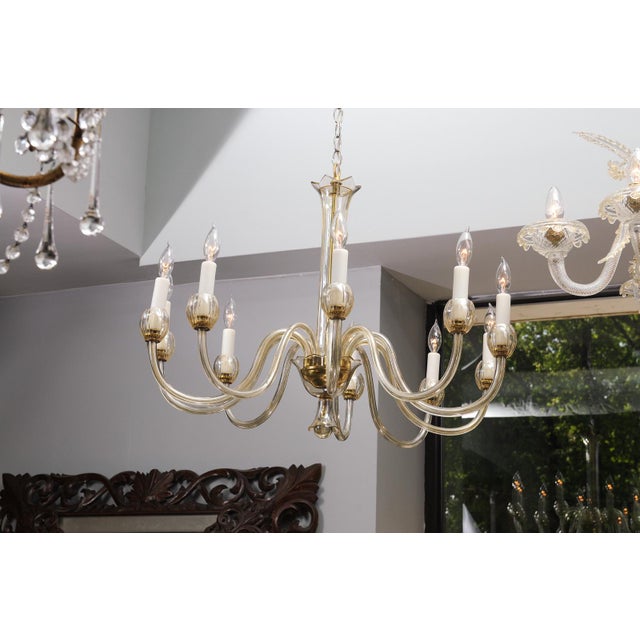 1960s 10-Light Venetian Glass Chandelier - Italy For Sale - Image 14 of 18