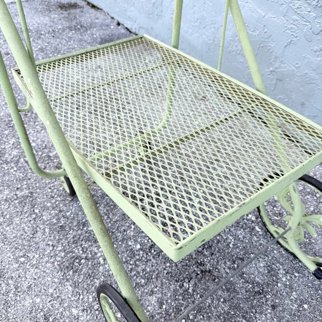 Vintage Mid Century Rolling Foldable Two Tier Bar Cart For Sale - Image 10 of 10