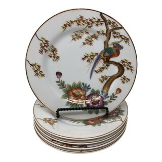 Japanese Pheasant in Maple Tree Gilded Plates- Set of 5 For Sale