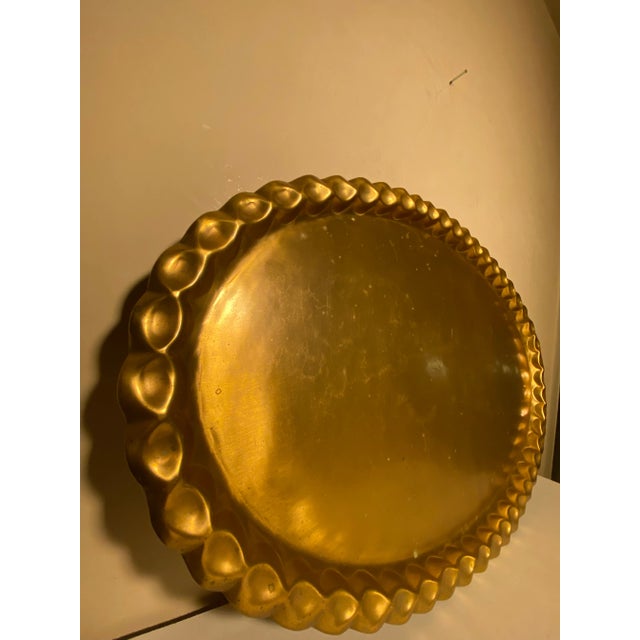 Modern Vintage Moorish Style Large Oval Tray in 'Antique Gold" Finish For Sale - Image 3 of 6