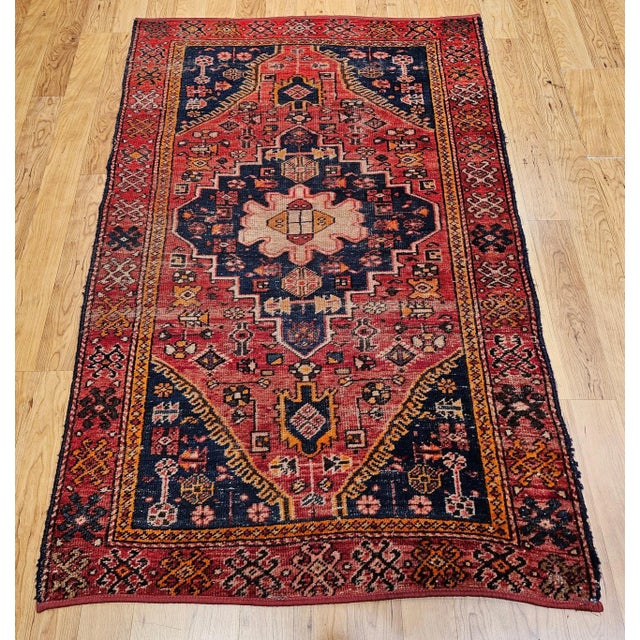 Early 20th Century Antique Persian Malayer Area Rug, Hand-Knotted Wool, Red & Blue, 1900s For Sale - Image 5 of 18
