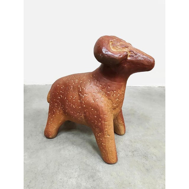 Large Vintage Decorative Ceramic Ram Sculpture For Sale - Image 8 of 8