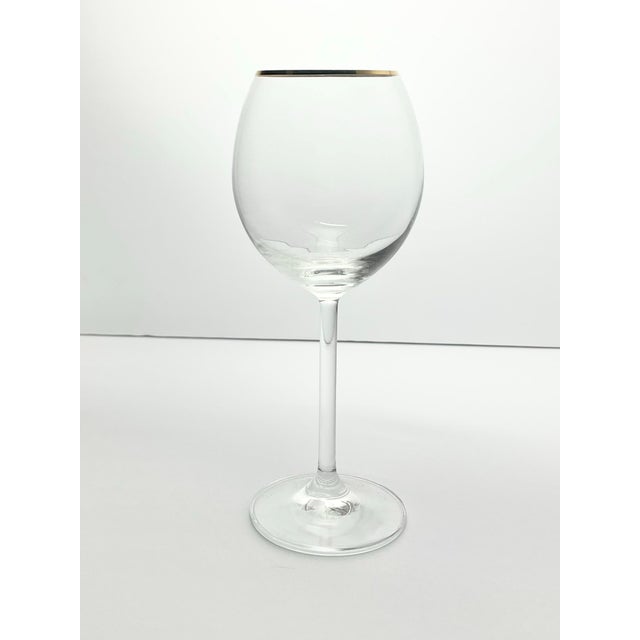 1990s Vintage Gold Rim Wine Glasses Contemporary Minimalist - Set of 6 For Sale - Image 4 of 7