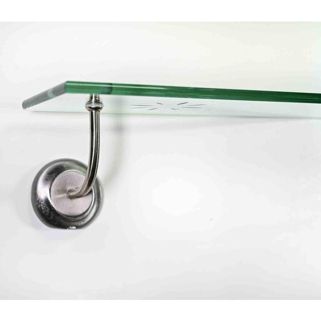 Vintage Glass Shelf in Chromed Metal and Cut Glass, Italy, 1970s For Sale - Image 3 of 5