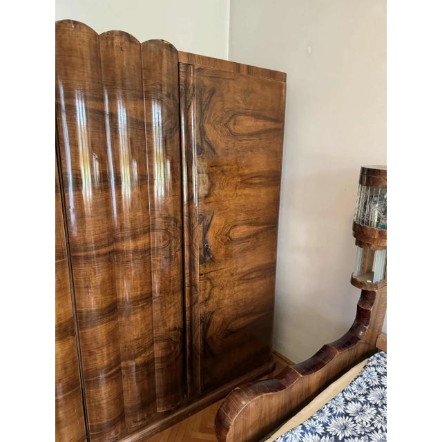 1930s Art Deco Walnut Wardrobe, Central Europe, 1930s For Sale - Image 5 of 10