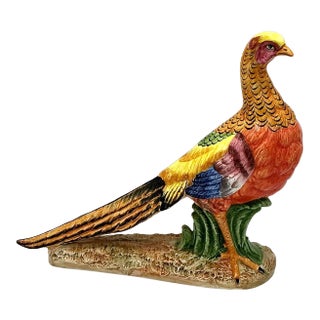 Abigails Italy Hand-Painted Porcelain Pheasant Figurine – Large Colorful Bird For Sale