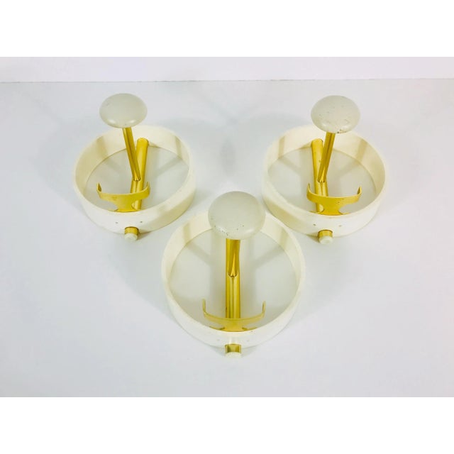 Mid-Century Modern 1960s Large Circular Brass and Metal Coat Racks, Germany - Set of 3 For Sale - Image 3 of 10