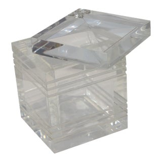 Ice Bucket Lucite Banded With Rotating Lid For Sale