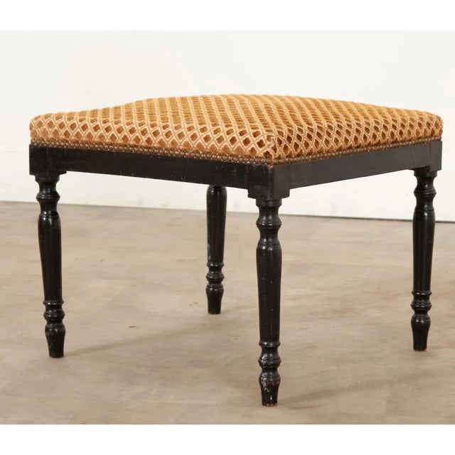 French 19th Century Ebonized & Upholstered Stool For Sale In Baton Rouge - Image 6 of 8