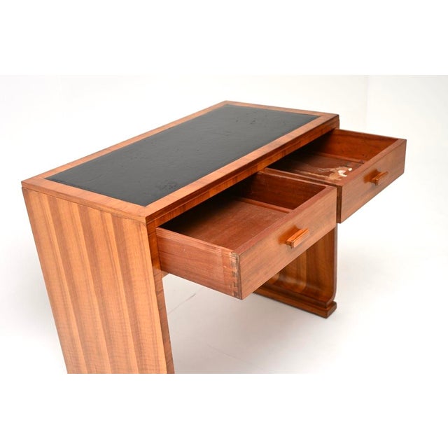 Art Deco Walnut and Leather Top Desk, 1930s For Sale - Image 6 of 11
