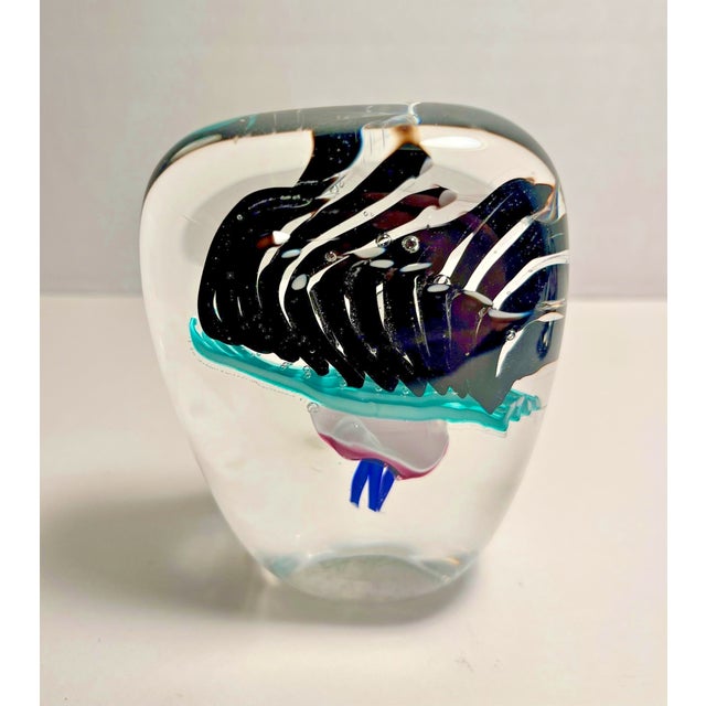 Abstract Set of Three 1990s Schmidt Rhea Signed Handblown Art Glass Abstract Paperweights For Sale - Image 3 of 10