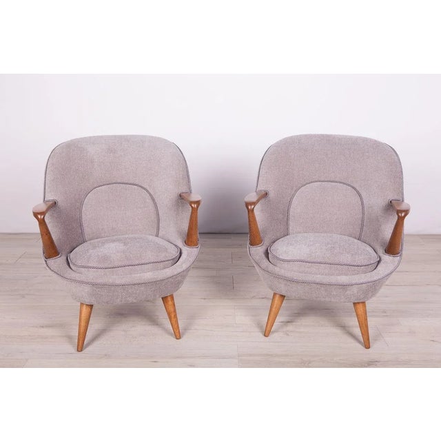 Mid-Century Modern Set of Model 345 Armchairs by J. Jędrychowicz & K. Racinowski for Poznan Furniture Factory, 1950s For Sale - Image 3 of 18