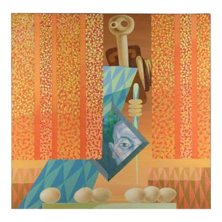 Leo Guida, The Mirror, Original Oil Paint on Canvas, 1983 For Sale