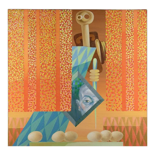 Leo Guida, The Mirror, Original Oil Paint on Canvas, 1983 For Sale